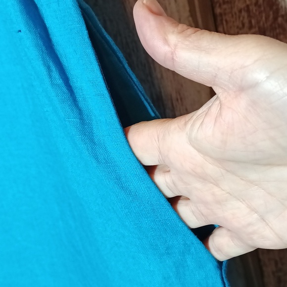 Flax by Jeanne Englehart sleeveless high neck pockets decorative pin tucks  L - Picture 9 of 9